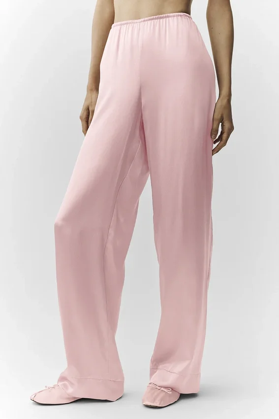 Pantalon Silk Luminous (coupe classique) - Rose champagne
