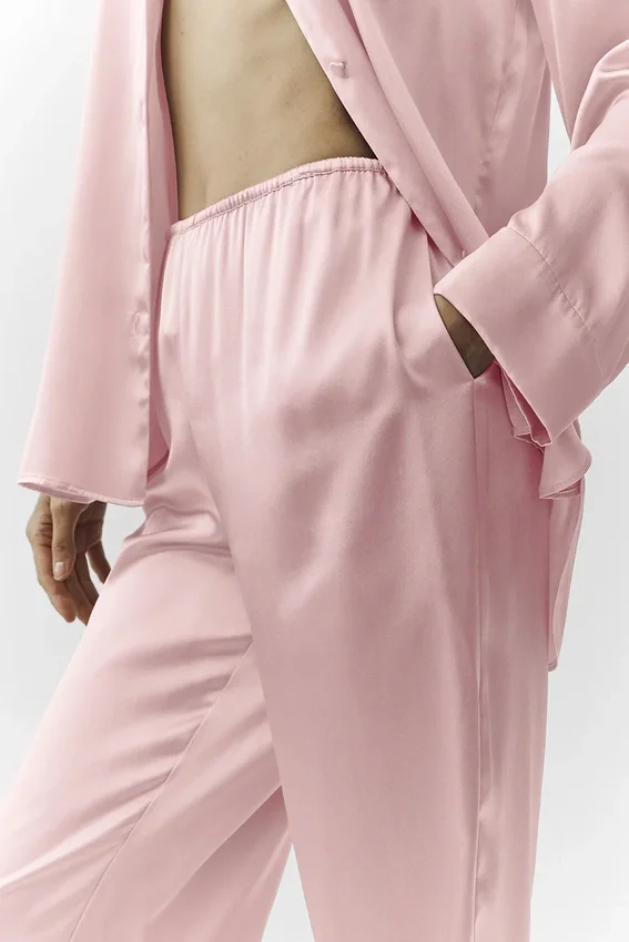 Pantalon Silk Luminous (coupe classique) - Rose champagne