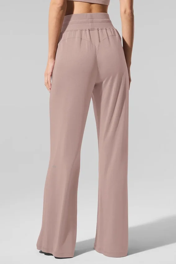 Pantalon évasé décontracté semi-transparent et délicat - Taupe