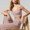 Pantalon évasé décontracté semi-transparent et délicat - Taupe