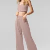 Pantalon évasé décontracté semi-transparent et délicat - Taupe