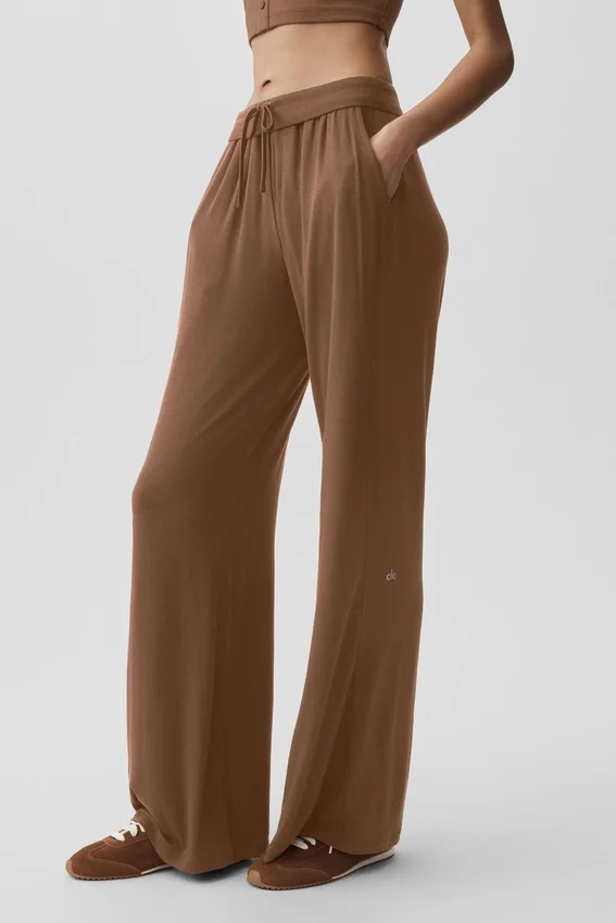 Pantalon évasé décontracté semi-transparent - Marron « Sun Kissed »