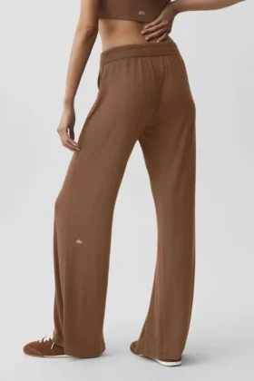 Pantalon évasé décontracté semi-transparent – Marron « Sun Kissed »