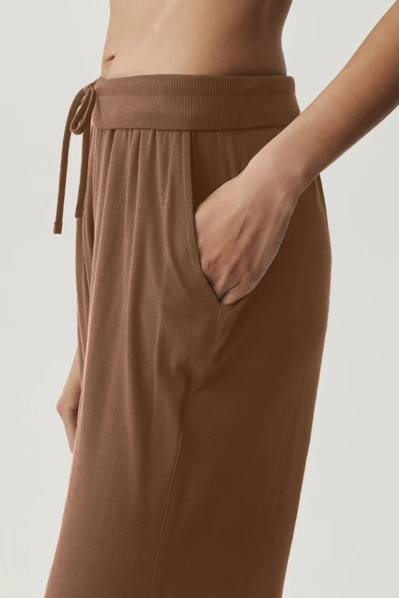 Pantalon évasé décontracté semi-transparent - Marron « Sun Kissed »