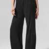 Pantalon évasé décontracté semi-transparent - Noir