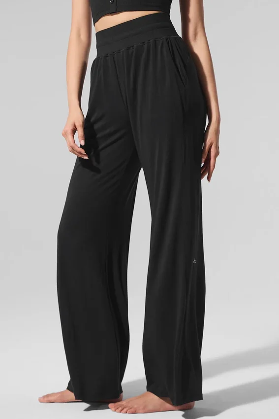Pantalon évasé décontracté semi-transparent - Noir