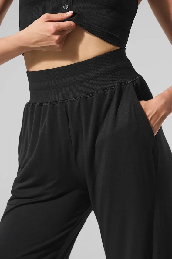 Pantalon évasé décontracté semi-transparent - Noir