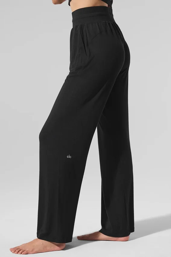 Pantalon évasé décontracté semi-transparent - Noir
