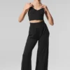 Pantalon évasé décontracté semi-transparent - Noir