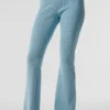 Pantalon évasé High-Waist en jersey denim - Bleu céleste/Bleu céleste foncé