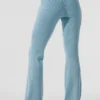 Pantalon évasé High-Waist en jersey denim - Bleu céleste/Bleu céleste foncé