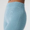 Pantalon évasé High-Waist en jersey denim - Bleu céleste/Bleu céleste foncé