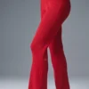 Pantalon évasé High-Waist en jersey denim – Rouge vif/Rouge foncé vif