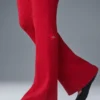 Pantalon évasé High-Waist en jersey denim – Rouge vif/Rouge foncé vif