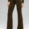 Pantalon évasé High-Waist en maille denim - Espresso/Noir