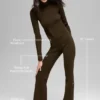Pantalon évasé High-Waist en maille denim - Espresso/Noir
