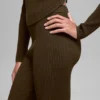 Pantalon évasé High-Waist en maille denim - Espresso/Noir