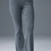 Pantalon évasé High-Waist en maille denim - Gris acier/Anthracite