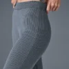 Pantalon évasé High-Waist en maille denim - Gris acier/Anthracite