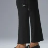 Pantalon évasé High-Waist en tricot denim - Noir/Anthracite
