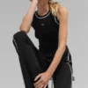 Pantalon évasé Highline en maille côtelée – Noir/Blanc