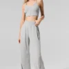 Pantalon évasé semi-transparent pour le temps libre — Gris chiné athlétique