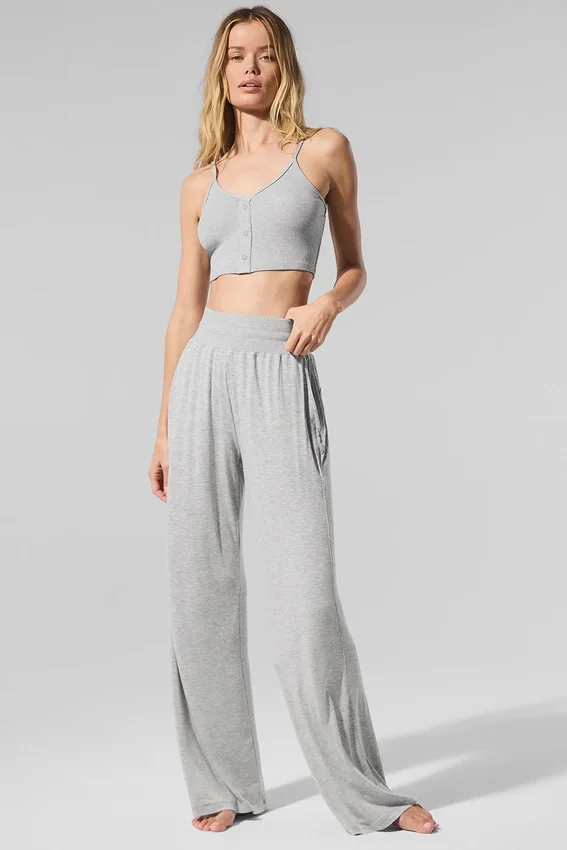 Pantalon évasé semi-transparent pour le temps libre — Gris chiné athlétique