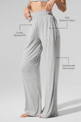 Pantalon évasé semi-transparent pour le temps libre — Gris chiné athlétique