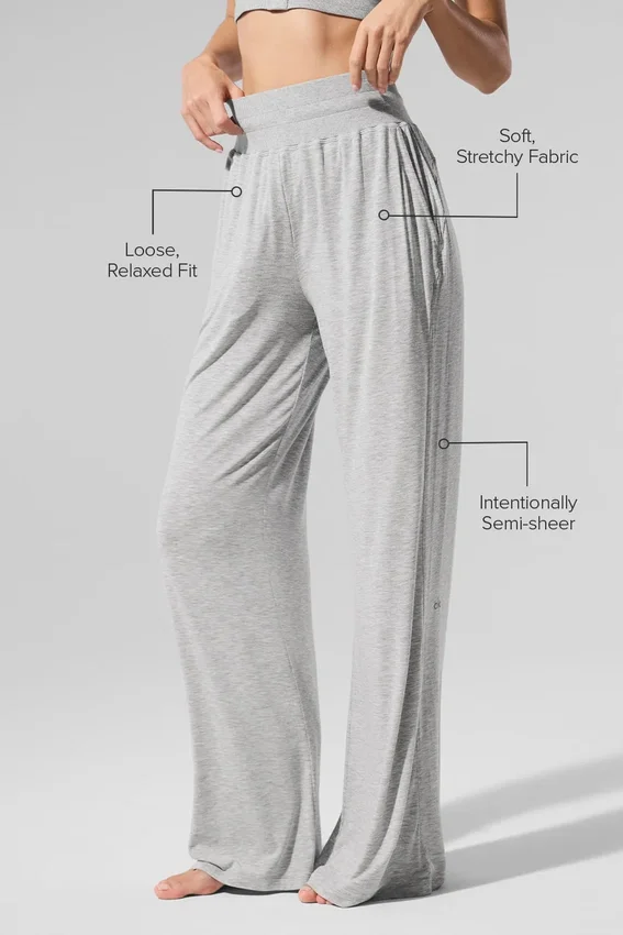 Pantalon évasé semi-transparent pour le temps libre — Gris chiné athlétique