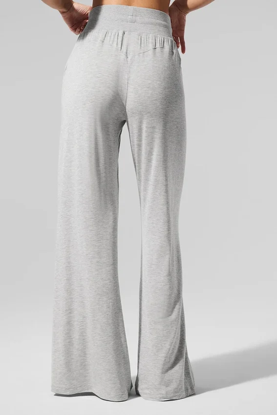 Pantalon évasé semi-transparent pour le temps libre — Gris chiné athlétique