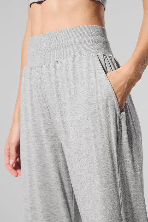 Pantalon évasé semi-transparent pour le temps libre — Gris chiné athlétique
