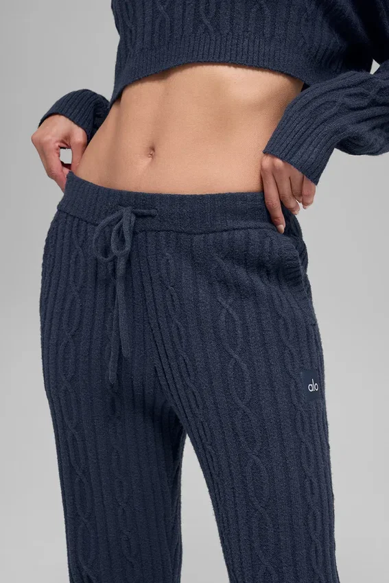 Pantalon Winter Bliss en maille torsadée - Bleu marine