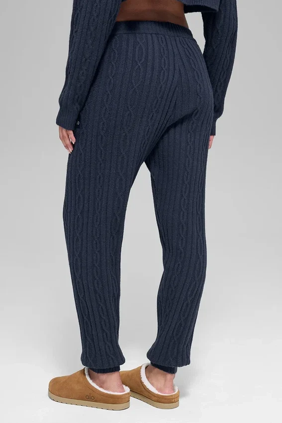 Pantalon Winter Bliss en maille torsadée - Bleu marine