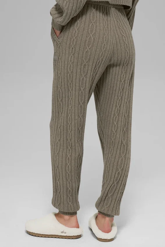 Pantalon Winter Bliss en maille torsadée - Cacao clair