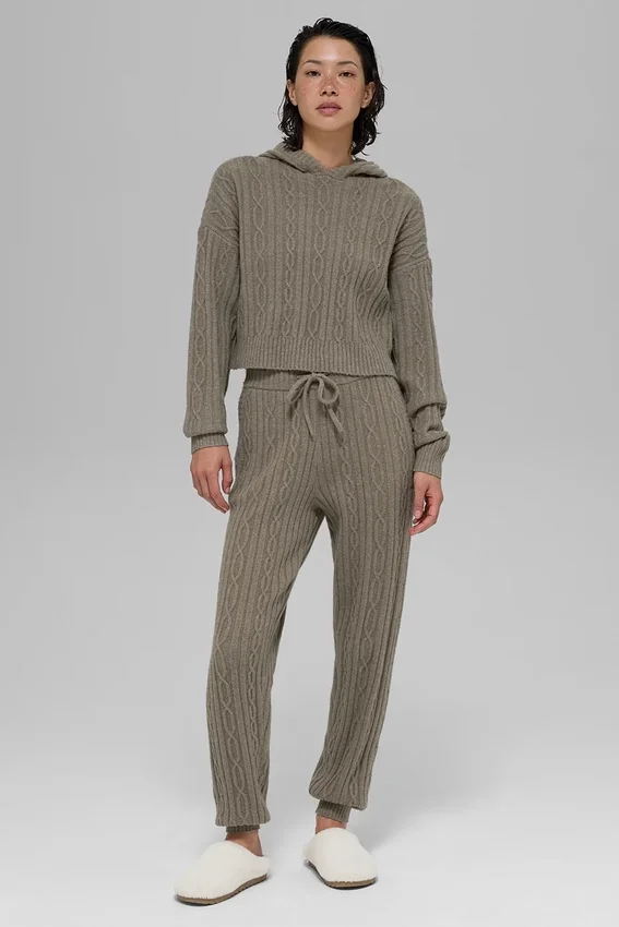 Pantalon Winter Bliss en maille torsadée - Cacao clair