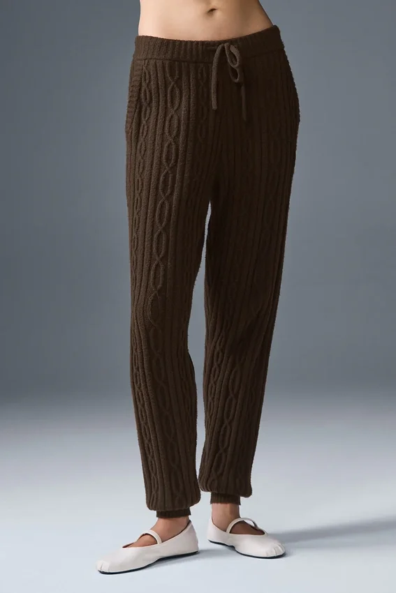 Pantalon Winter Bliss en maille torsadée - Espresso