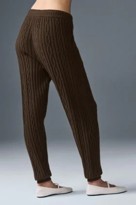 Pantalon Winter Bliss en maille torsadée – Espresso