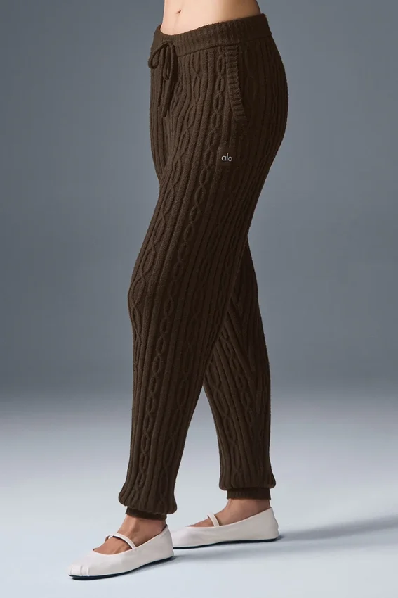 Pantalon Winter Bliss en maille torsadée - Espresso