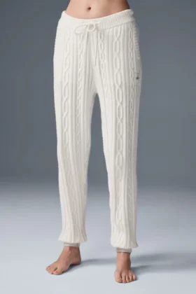 Pantalon Winter Bliss en maille torsadée - Ivoire