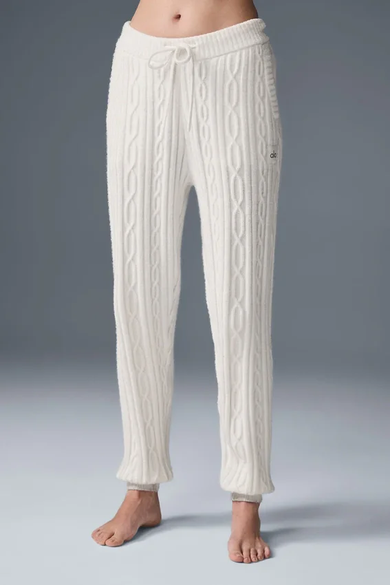 Pantalon Winter Bliss en maille torsadée - Ivoire
