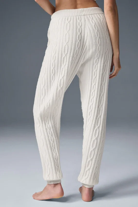 Pantalon Winter Bliss en maille torsadée - Ivoire