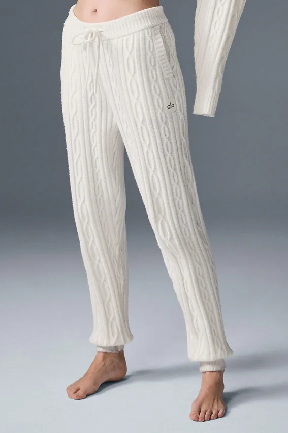 Pantalon Winter Bliss en maille torsadée - Ivoire
