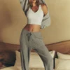 Pantalon Winter Bliss à mailles torsadées - Gris chiné athlétique