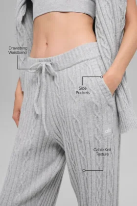 Pantalon Winter Bliss à mailles torsadées – Gris chiné athlétique