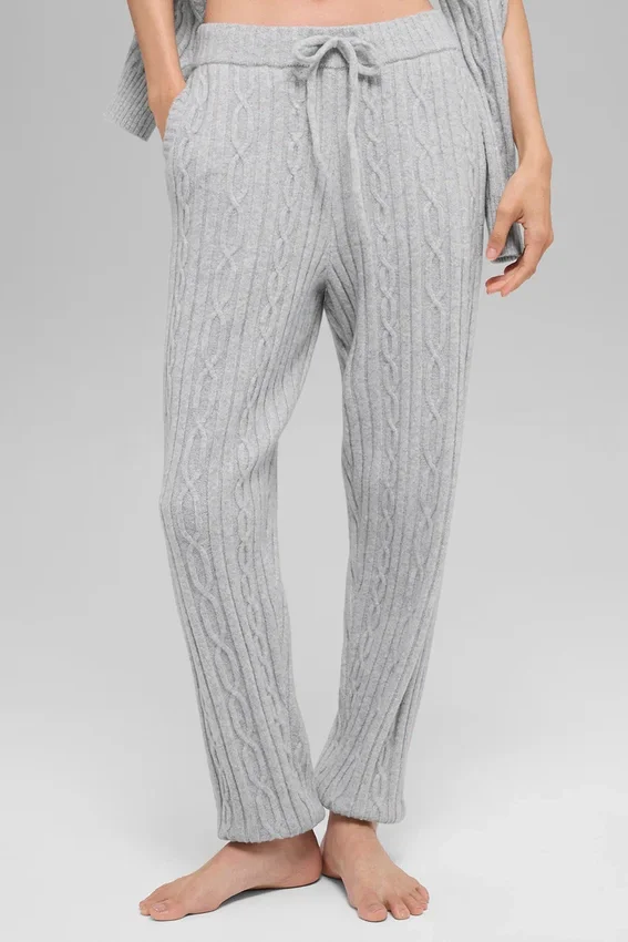 Pantalon Winter Bliss à mailles torsadées - Gris chiné athlétique