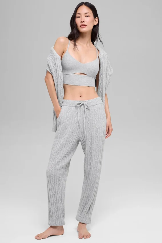 Pantalon Winter Bliss à mailles torsadées - Gris chiné athlétique
