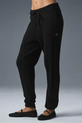 Pantalon Winter Bliss à mailles torsadées - Noir