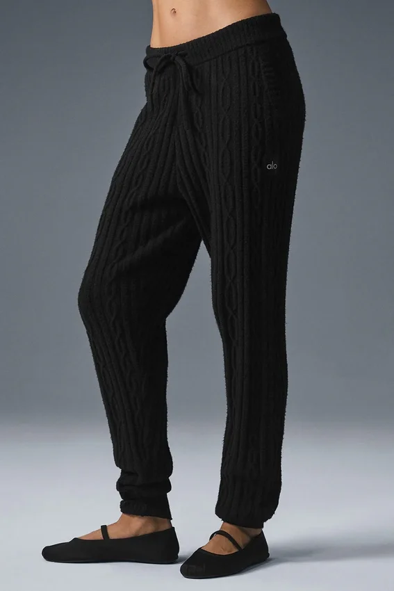 Pantalon Winter Bliss à mailles torsadées - Noir