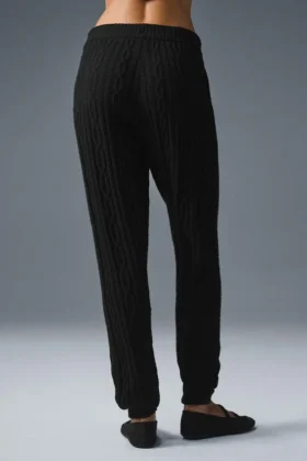 Pantalon Winter Bliss à mailles torsadées – Noir