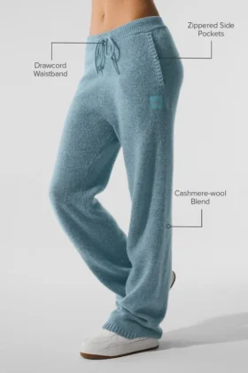 Pantalons de jogging New Class en laine et cachemire – Bleu céleste granité